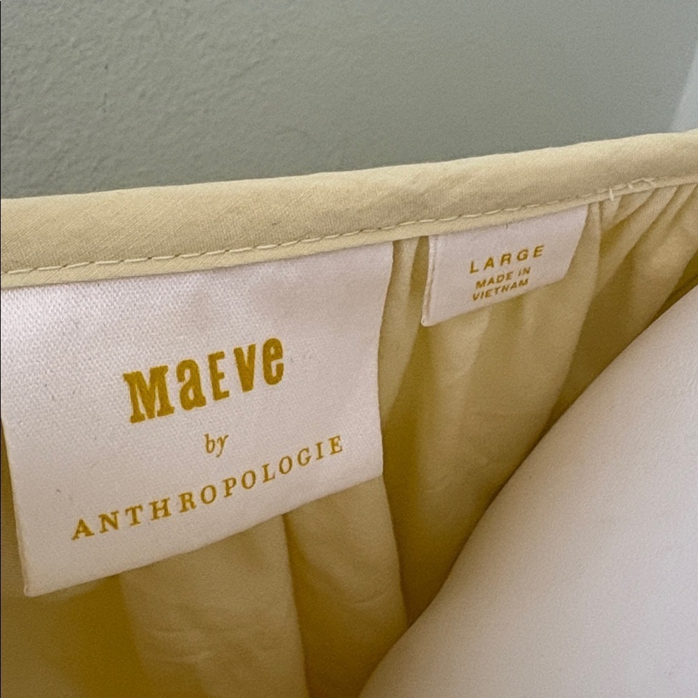 ANTHROPOLOGIE Maeve Short Sleeve Bubble Tiered Top Yellow Off The Shoulder Top L - Picture 6 of 9